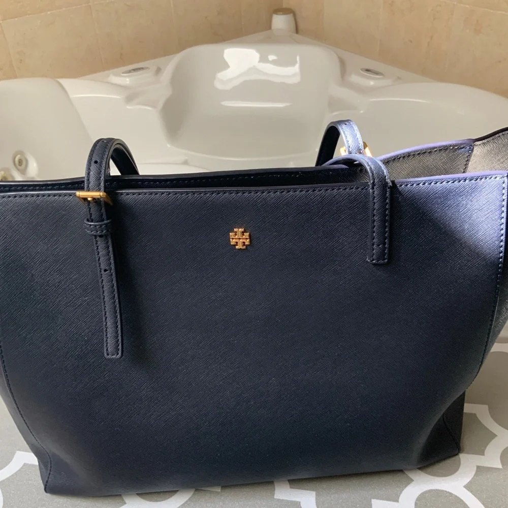 Tory Burch Blue Tote Bag with Gold Hardware